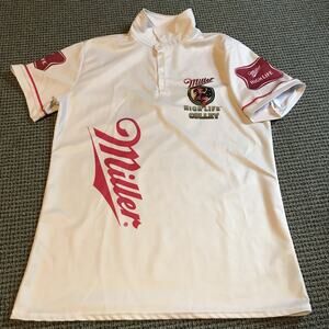 Miller High Life Bowling Shirt Medium Polyester Graphic Shirt